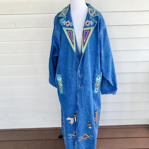 Sunbelt Jackets & Blazers - Sunbelt BeJeweled Painted Denim Duster Coat